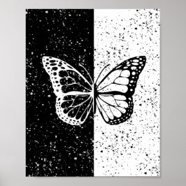 Póster Mariposa elegante de Bonito de Día Negro y Blanco
