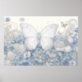 Póster Mariposa en el ilustracion del jardín