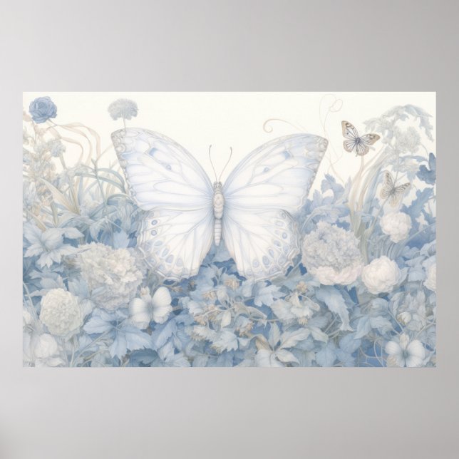 Póster Mariposa en el ilustracion del jardín (Frente)