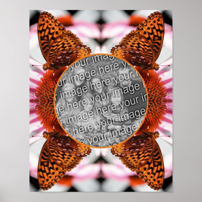 Póster Mariposa En El Marco De Flor Crea Tu Propia Foto (Frente)