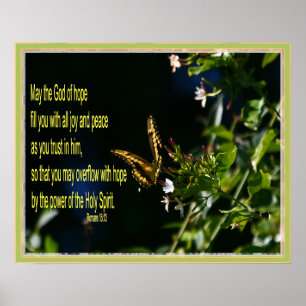 Póster Mariposa en flor Romanos 15:13