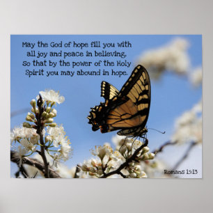 Póster Mariposa en Floral con verso sobre esperanza y fe