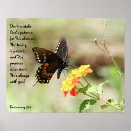 Póster Mariposa en Floral w Verse de Deuteronomy 31:6
