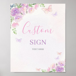 Póster Mariposa encantada Baby Shower personalizada