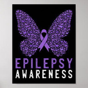 Póster Mariposa Epilepsia Awareness Mes Púrpura Cinta S