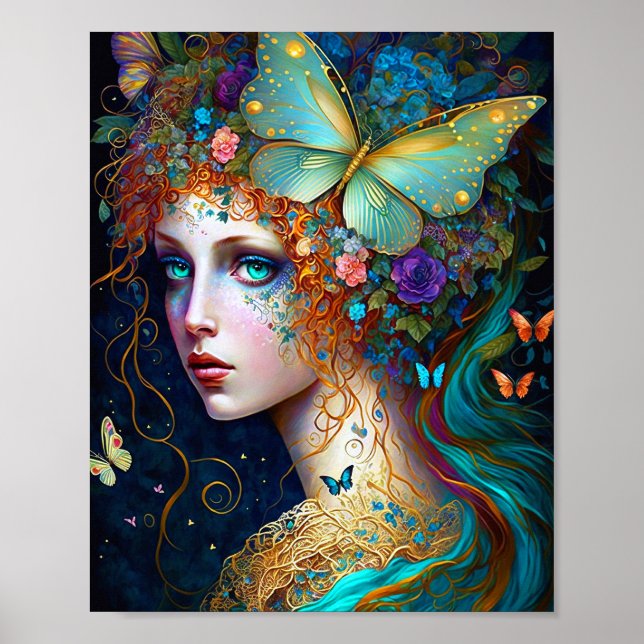 Póster Mariposa Fairy Elf Lady Fantasy Art (Frente)