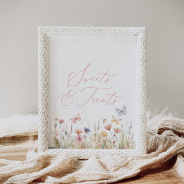 Póster Mariposa Flor silvestre Baby Shower Sweets and Ret