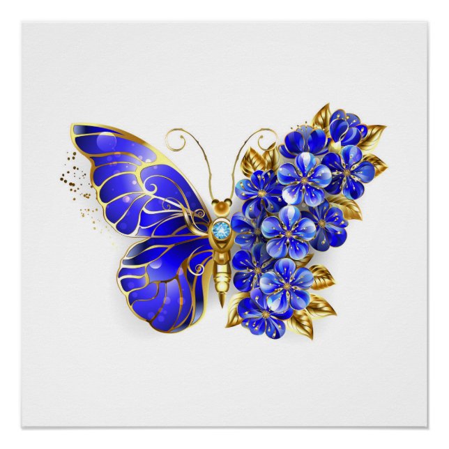 Póster Mariposa Flor Zafiro (Anverso)