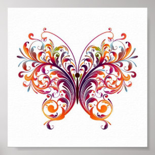Póster Mariposa floral