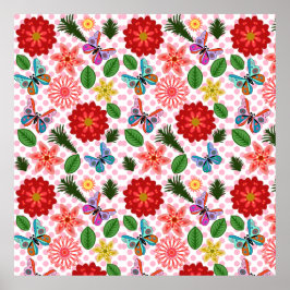 Póster Mariposa floral de jardín de primavera moderna