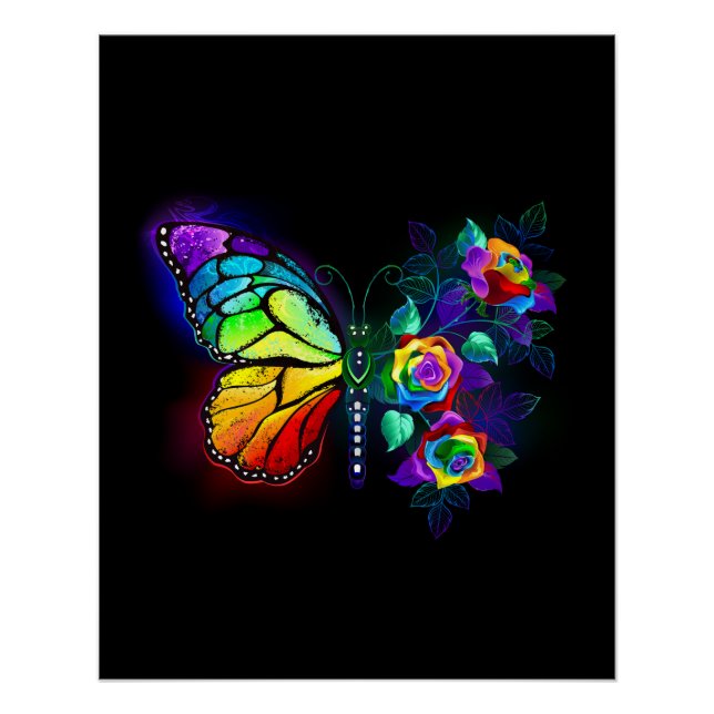 Póster Mariposa florida arcoiris (Anverso)