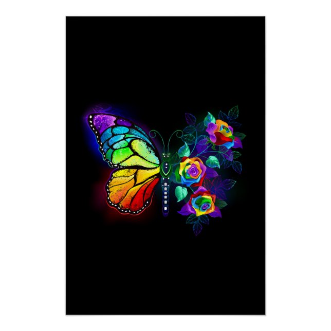 Póster Mariposa florida arcoiris (Anverso)