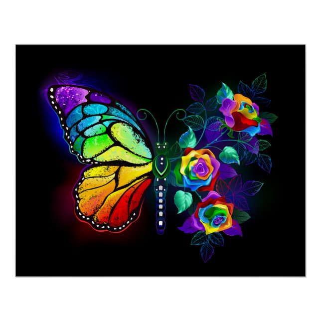 Póster Mariposa florida arcoiris (Anverso)