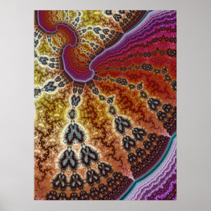 Póster Mariposa Fractal Colorida 