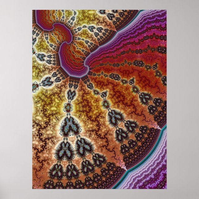 Póster Mariposa Fractal Colorida  (Frente)