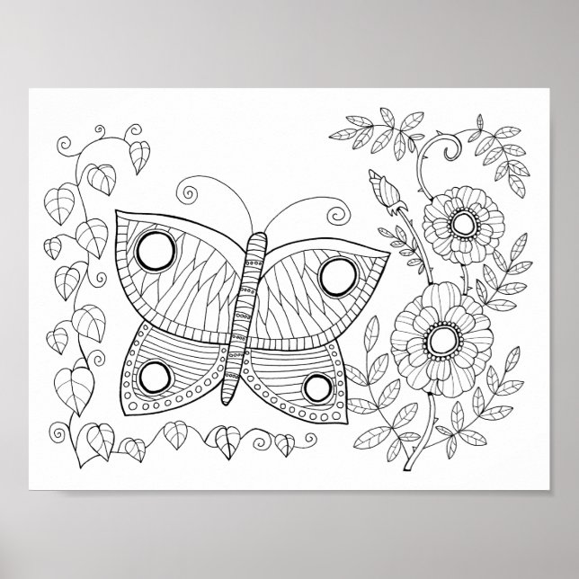 Póster Mariposa Garde Faux Gem Coloración Página Poster d (Frente)