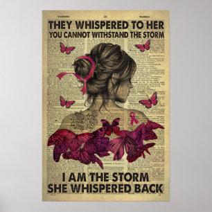Póster Mariposa guerrera de cáncer de mama Soy la tormen