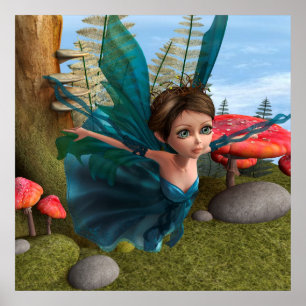 Póster Mariposa Hada Pequeña Voladora