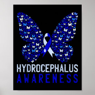 Póster Mariposa Hidrocephalus Awareness Mes Blue Ribbo