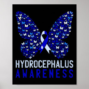 Póster Mariposa Hidrocephalus Awareness Mes Blue Ribbo