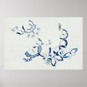 Póster Mariposa japonesa del Cho de Kamisaka Sekka