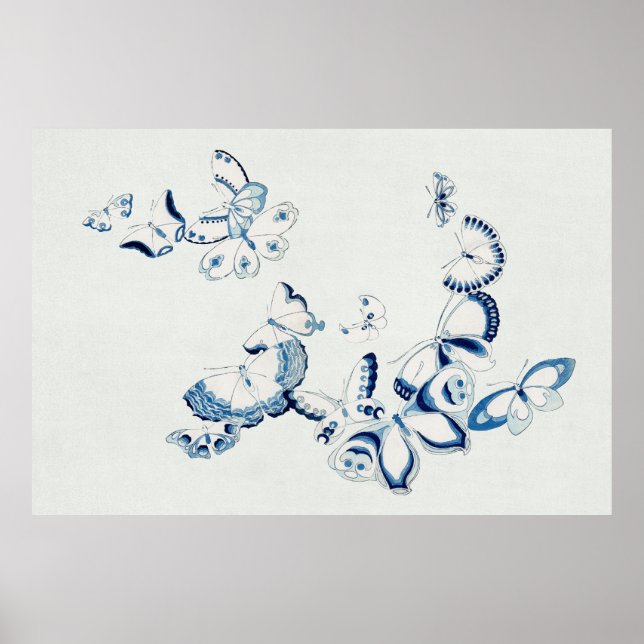 Póster Mariposa japonesa del Cho de Kamisaka Sekka (Frente)
