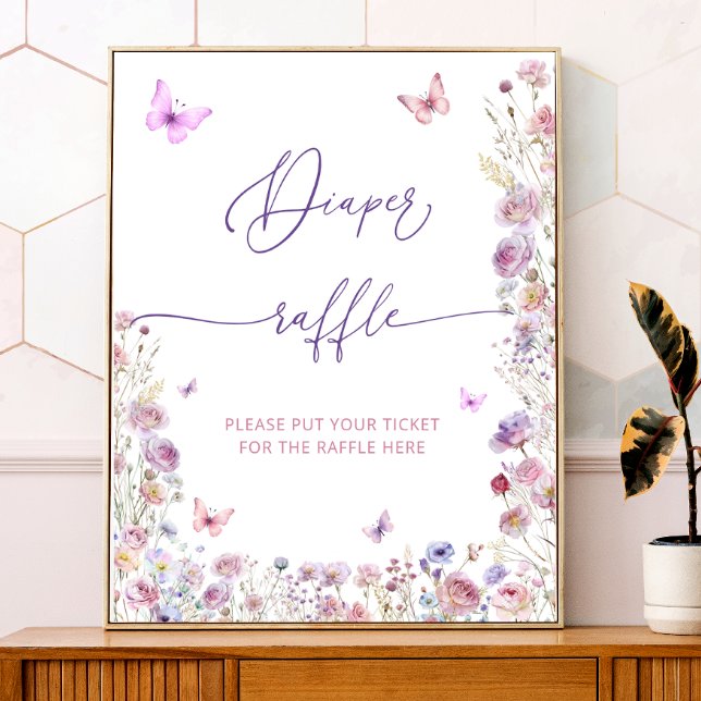 Póster Mariposa Jardín Baby Shower Diaper Raffle (Subido por el creador)
