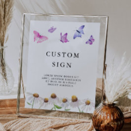 Póster Mariposa Jardín Bridal Ducha Personalizado Rótulo