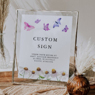 Póster Mariposa Jardín Bridal Ducha Personalizado Rótulo