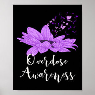 Póster Mariposa Listón Morado Girasol Sobredosis Concienc