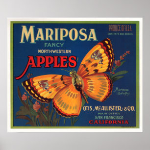 Póster Mariposa manzanas