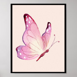 Póster Mariposa Minimalista rosa moderna