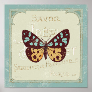 Póster Mariposa modelada vintage
