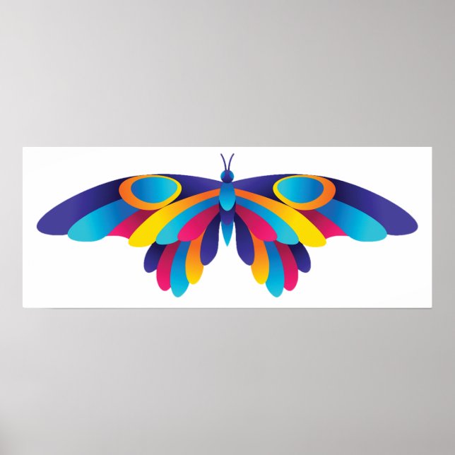 Póster Mariposa moderna colorida alas vibrantes (Frente)