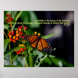 Póster Mariposa monarca con cita de Maya Angelou
