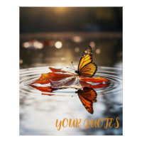 Mariposa monarca en la hoja de otoño