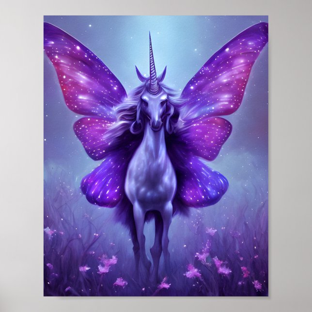 Póster Mariposa morada de unicornio (Frente)