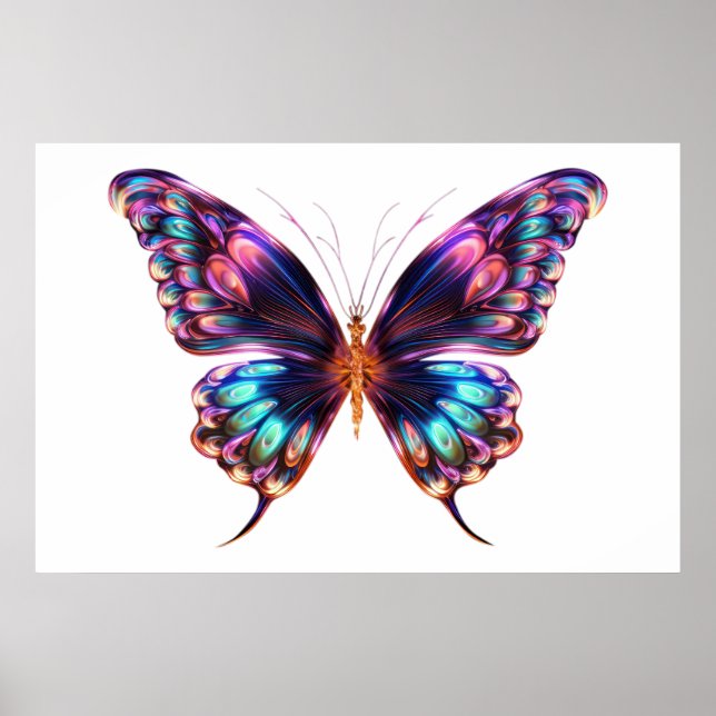 Póster Mariposa morada iluminada (Frente)