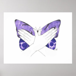 Póster Mariposa morada mística en ASL