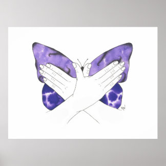 Póster Mariposa morada mística en ASL