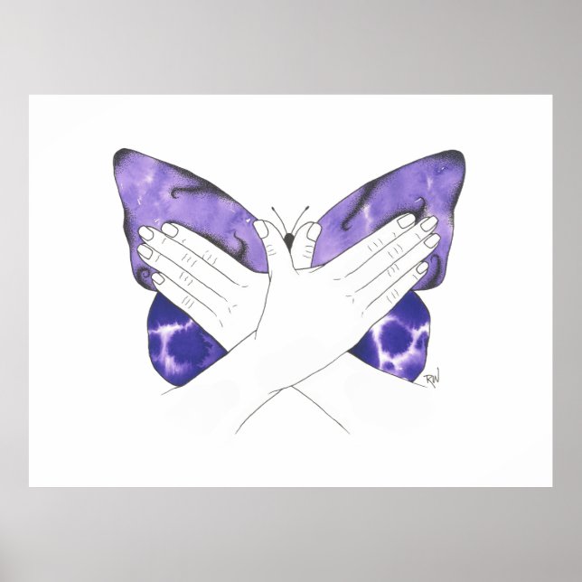 Póster Mariposa morada mística en ASL (Frente)