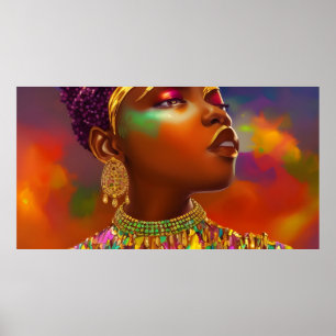 Póster Mariposa Mujeres africanas joyas de oro fantasía a
