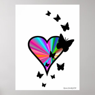 Póster Mariposa negra en el corazón del arcoiris