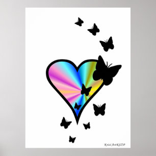 Póster Mariposa negra en el corazón del arcoiris