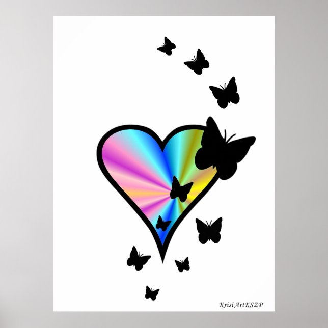 Póster Mariposa negra en el corazón del arcoiris (Frente)