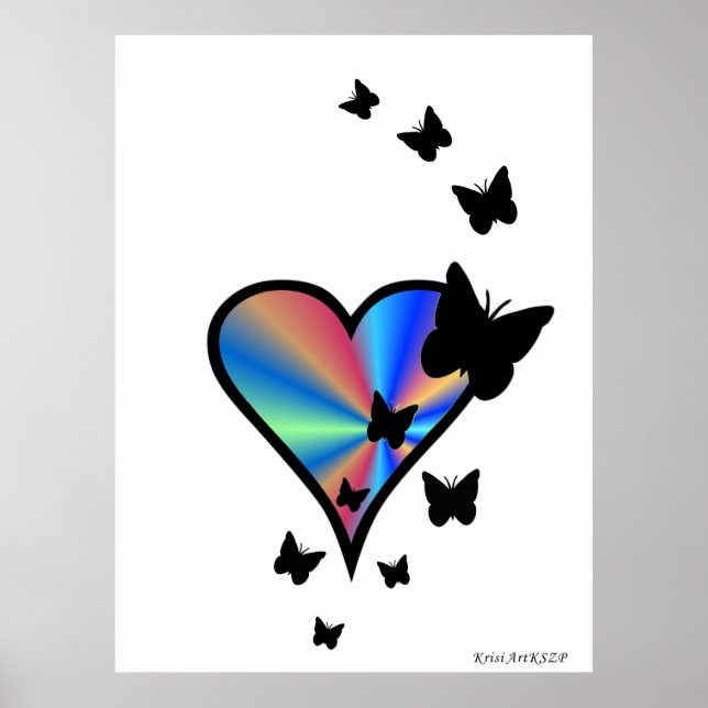 Póster Mariposa negra en el corazón del arcoiris (Frente)