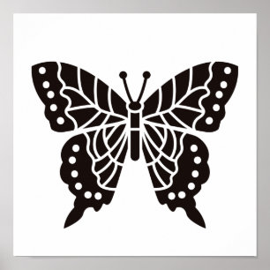 Póster Mariposa negra y blanca