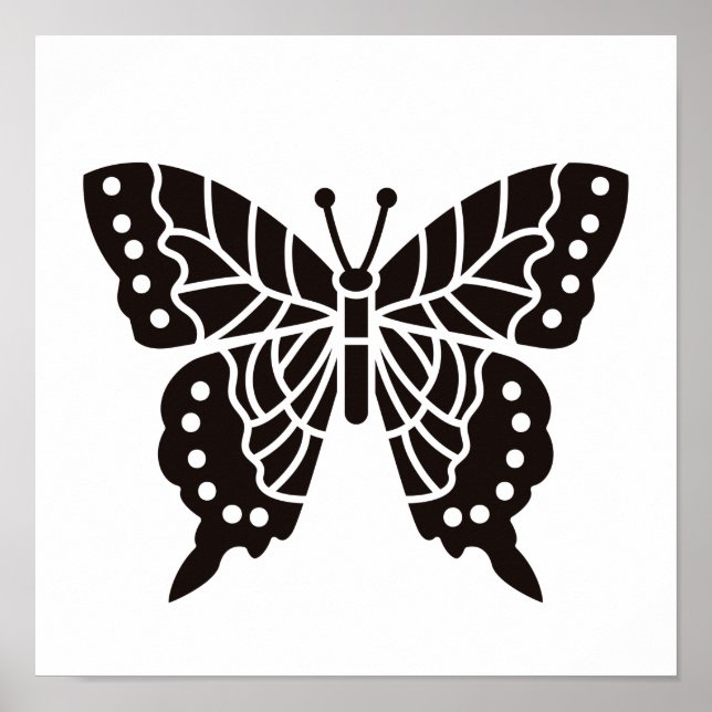 Póster Mariposa negra y blanca (Frente)