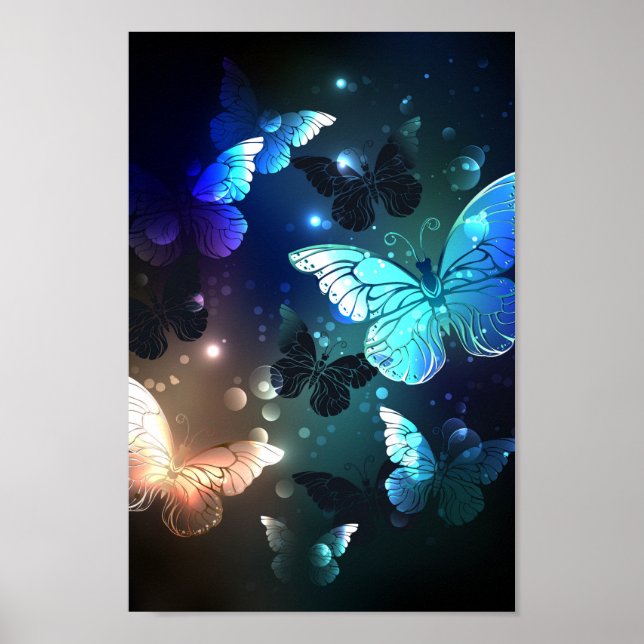 Póster Mariposa nocturna revoloteando (Frente)