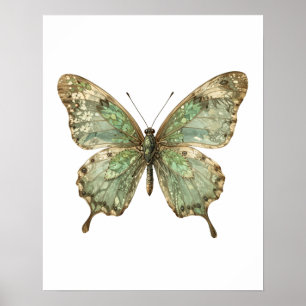 Póster Mariposa Ornata con Alas de Patrón de Hoja